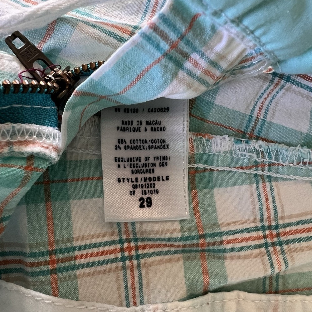 3/$25 Sale! Guess Jeans Women's Bermuda Shorts Size 29‎ White Teal Plaid - Picture 7 of 8